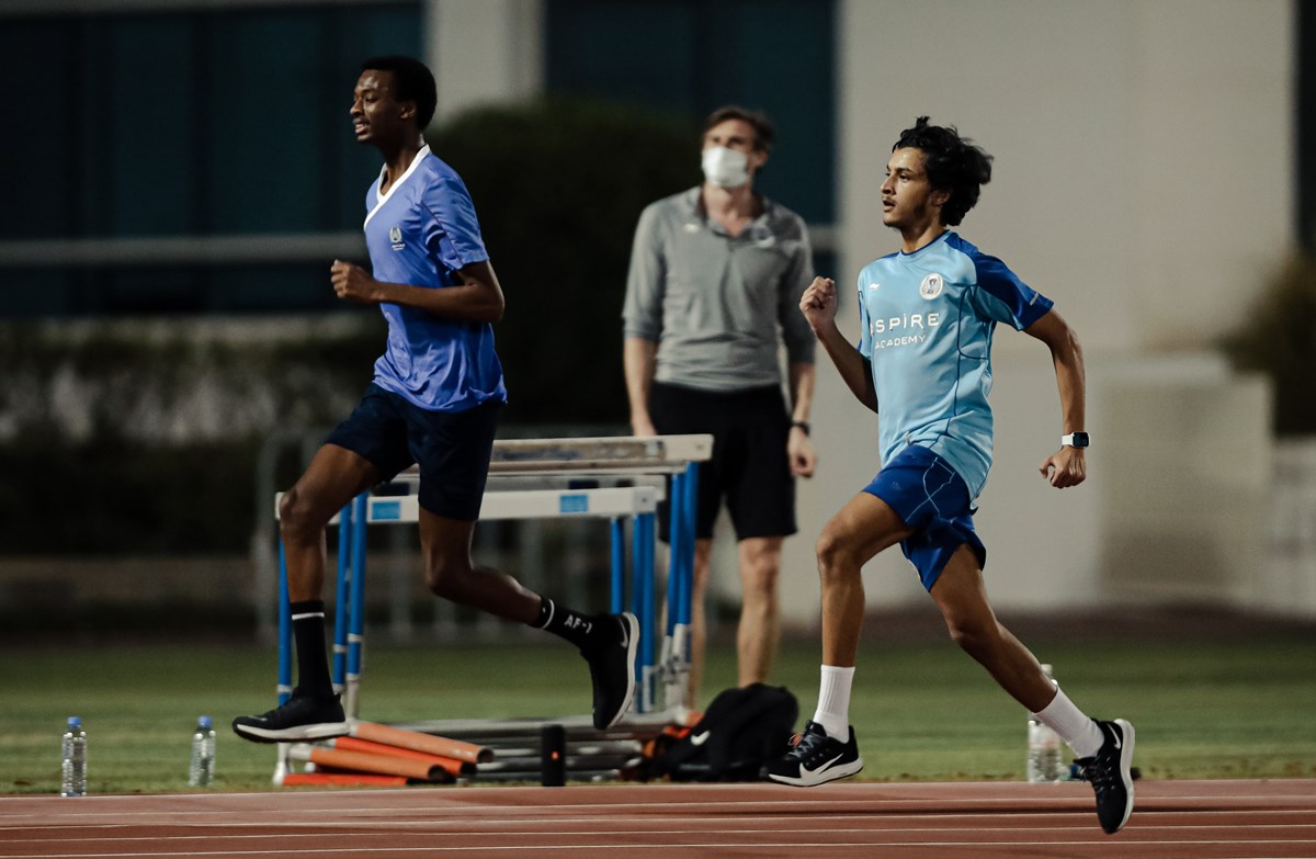 A group of Aspire Academy student athletes and graduates are back to practice on field at Aspire after 3 months training from home.